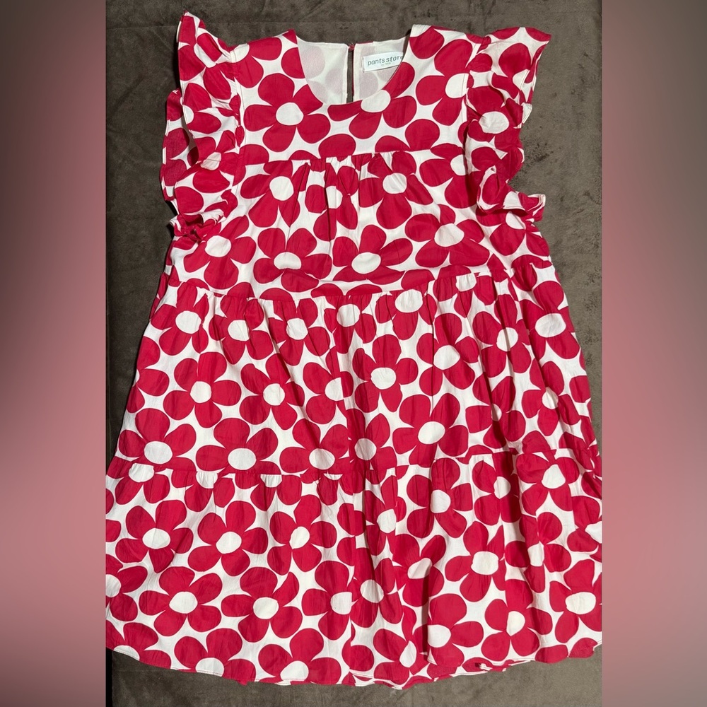 Pants Store Red and White Floral Dress Large